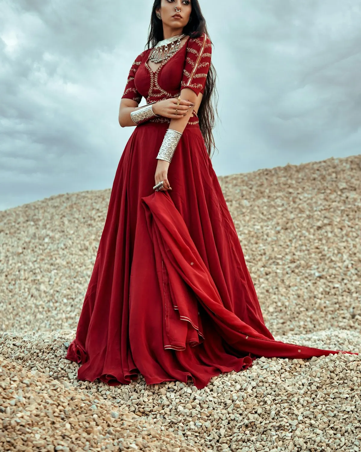 Bridal velvet lehenga