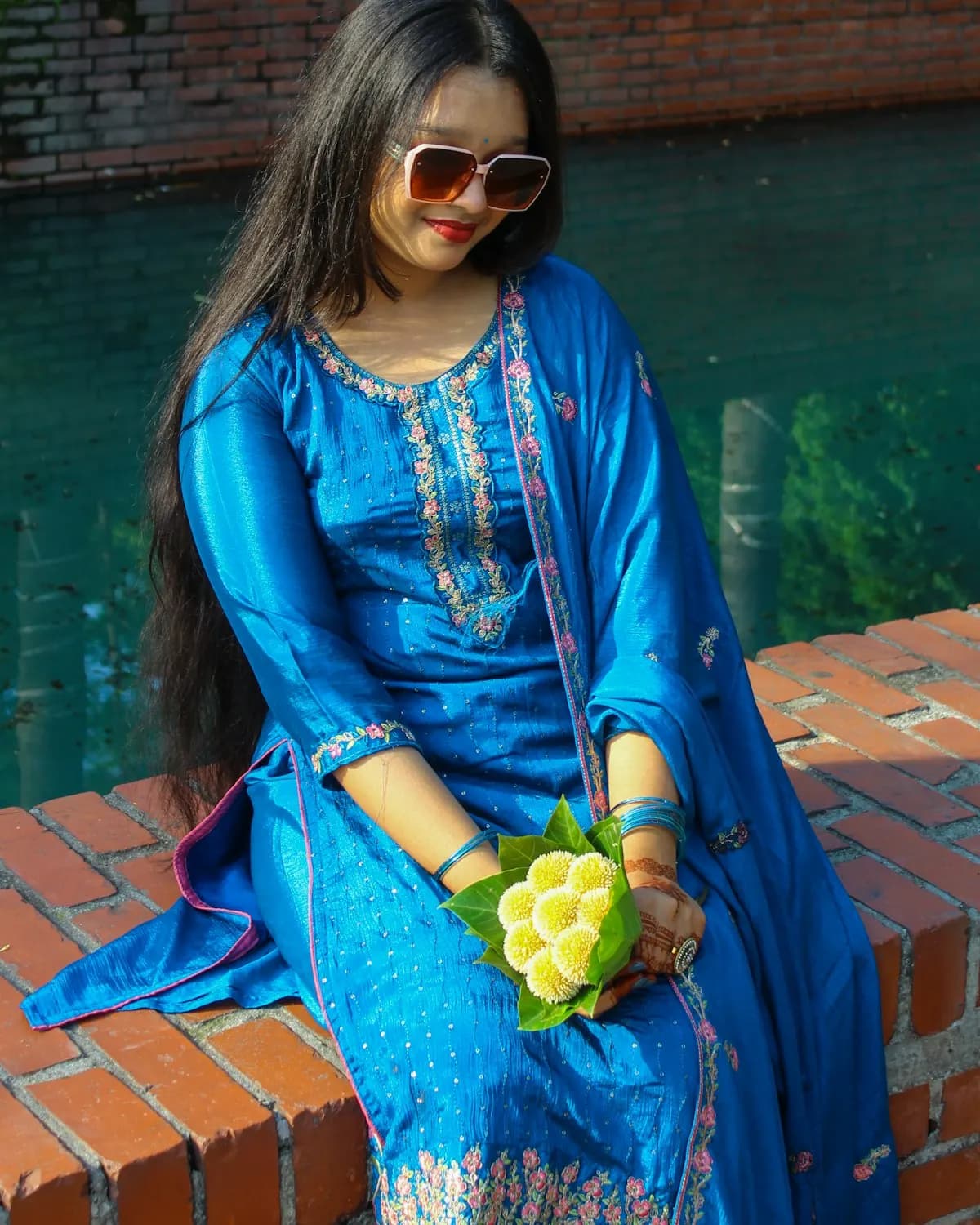 Embroidered churidar suit