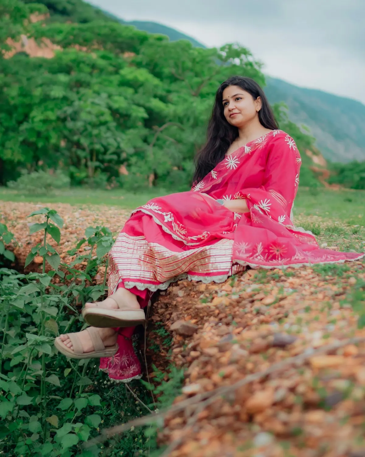 Embroidered churidar suit